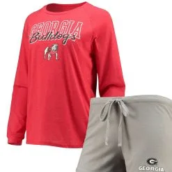 Concepts Sport Women's Red/Gray Georgia Bulldogs Raglan Long Sleeve T-Shirt & Shorts Sleep Set