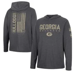 Colosseum Men's Charcoal Georgia Bulldogs Team OHT Military Appreciation Hoodie Long Sleeve T-Shirt