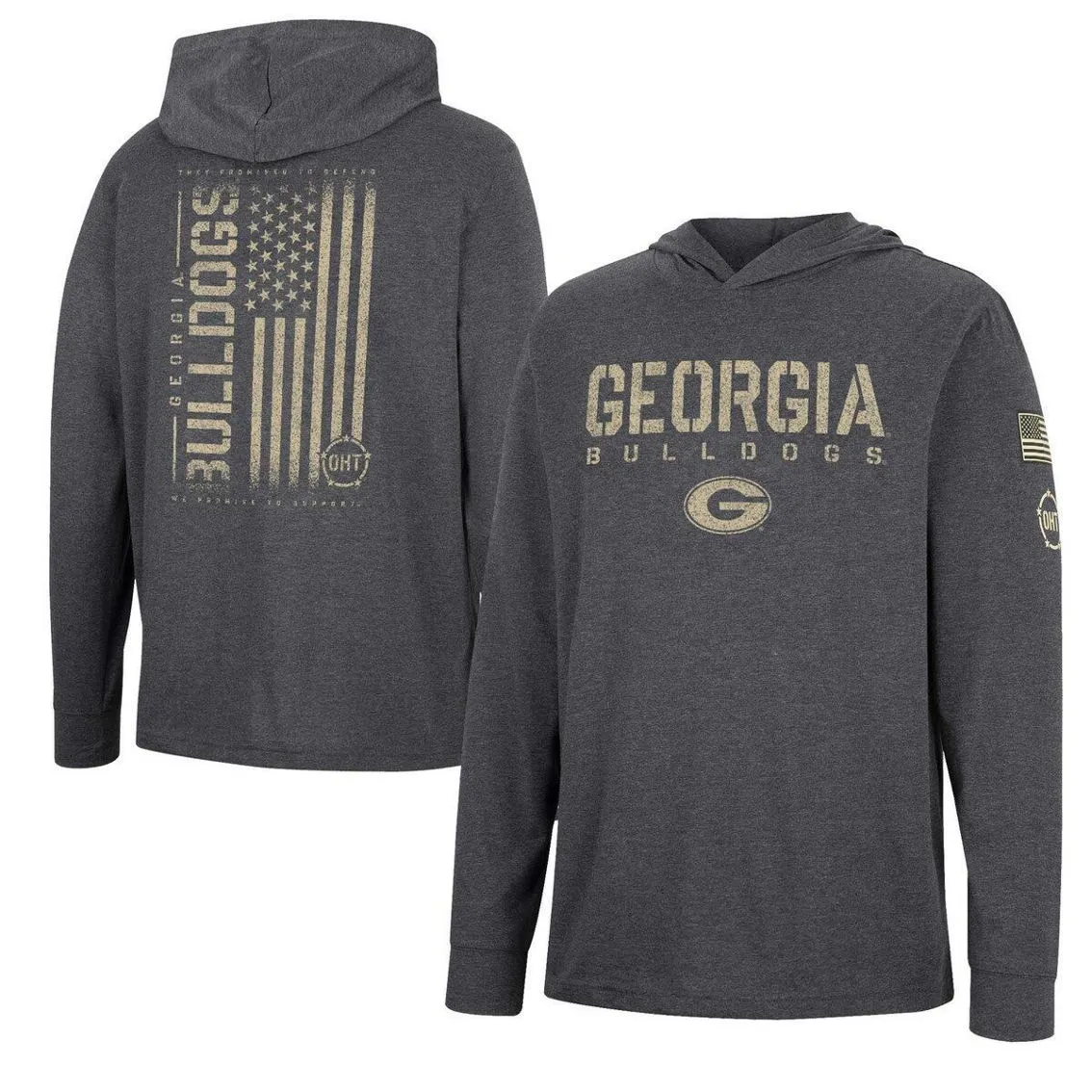 Colosseum Men's Charcoal Georgia Bulldogs Team OHT Military Appreciation Hoodie Long Sleeve T-Shirt 2 Colosseum Men's Charcoal Georgia Bulldogs Team OHT Military Appreciation Hoodie Long Sleeve T-Shirt - Image 2