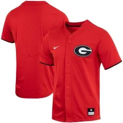 Nike Men's Red Georgia Bulldogs Replica Full-Button Baseball Jersey