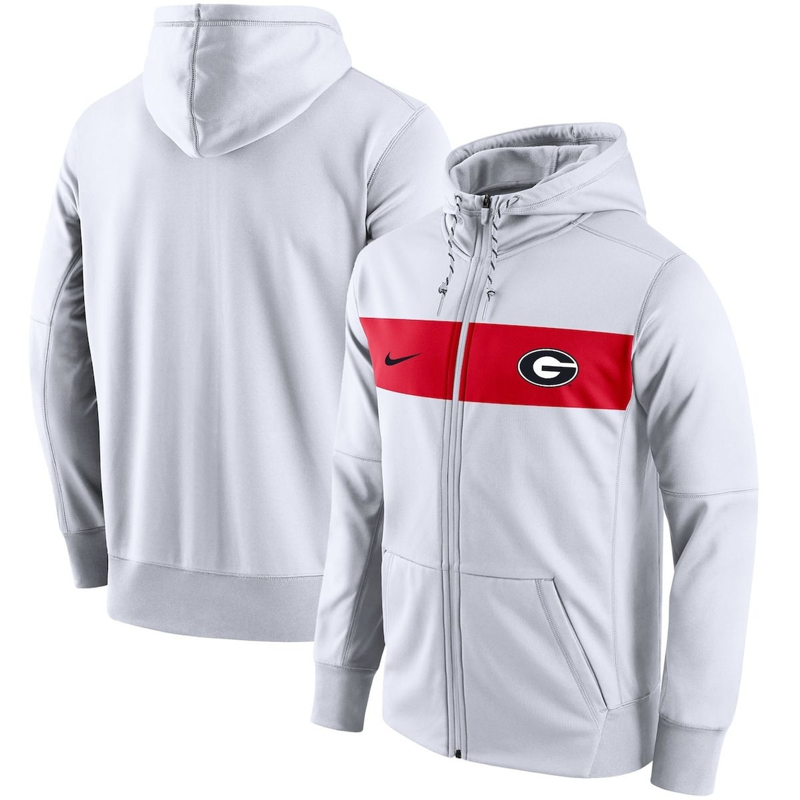 Nike Men's White Georgia Bulldogs Logo Performance Full-Zip Hoodie 1 Nike Men's White Georgia Bulldogs Logo Performance Full-Zip Hoodie