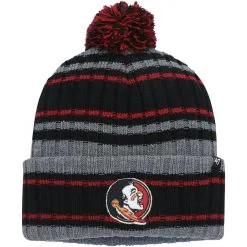 '47 Men's Charcoal/Black Florida State Seminoles Rexford Cuffed Knit Hat With Pom
