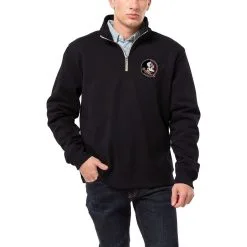 League Collegiate Wear Men's Black Florida State Seminoles Stack Essential Fleece Quarter-Zip Sweatshirt