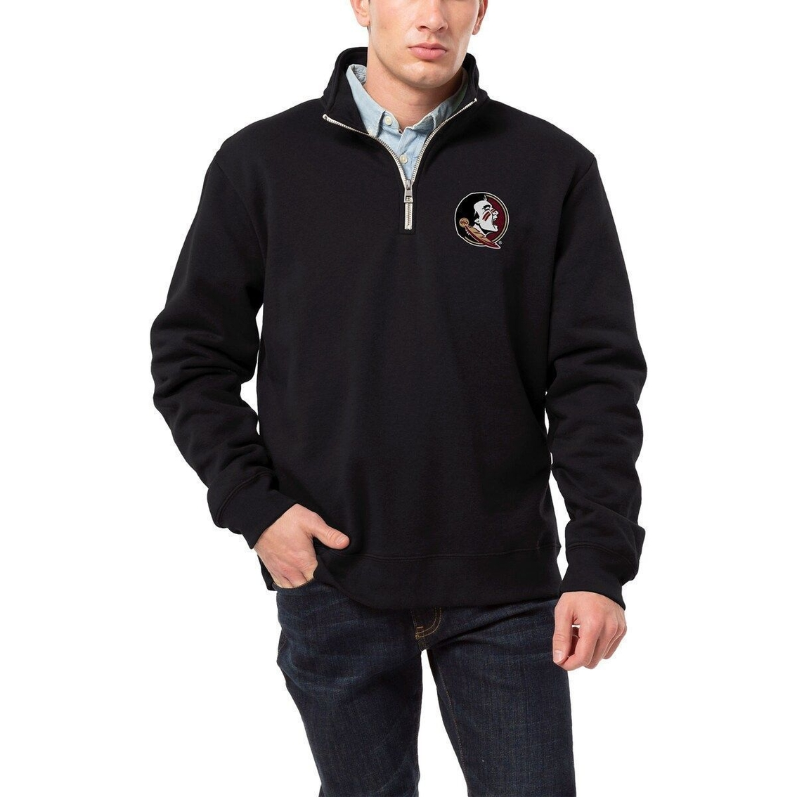 League Collegiate Wear Men's Black Florida State Seminoles Stack Essential Fleece Quarter-Zip Sweatshirt 1 League Collegiate Wear Men's Black Florida State Seminoles Stack Essential Fleece Quarter-Zip Sweatshirt