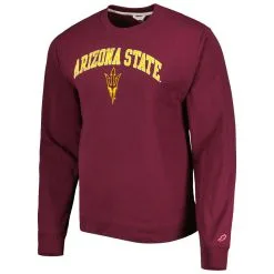 League Collegiate Wear Men's Maroon Arizona State Sun Devils 1965 Arch Essential Pullover Sweatshirt -Arizona State Sun Devils Shop DSCO1153341759 2882 ALT2