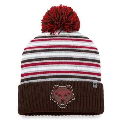Top Of The World Men's Brown Brown Bears Dash Cuffed Knit Hat With Pom
