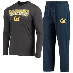 Concepts Sport Men's Navy/Heathered Charcoal Cal Bears Meter Long Sleeve T-Shirt & Pants Sleep Set