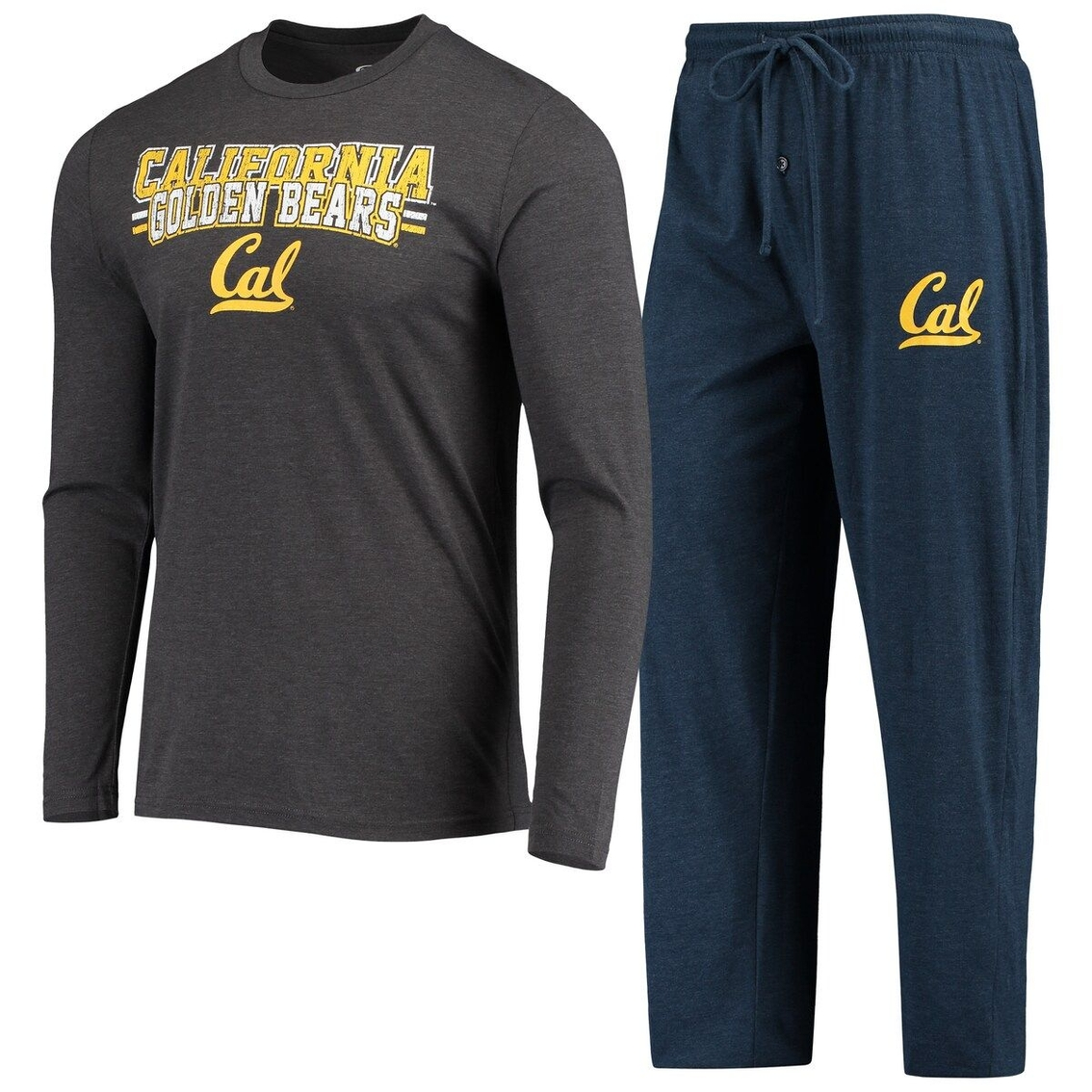 Concepts Sport Men's Navy/Heathered Charcoal Cal Bears Meter Long Sleeve T-Shirt & Pants Sleep Set 2 Concepts Sport Men's Navy/Heathered Charcoal Cal Bears Meter Long Sleeve T-Shirt & Pants Sleep Set - Image 2