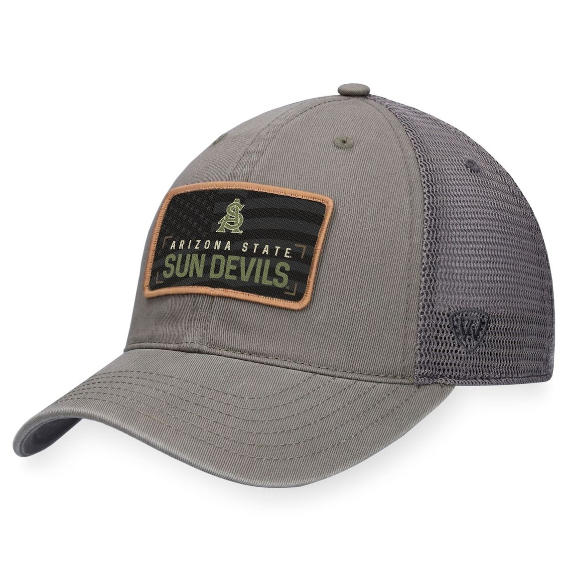Top Of The World Men's Olive/Gray Arizona State Sun Devils OHT Military Appreciation Joe Trucker Adjustable Hat 4 Top Of The World Men's Olive/Gray Arizona State Sun Devils OHT Military Appreciation Joe Trucker Adjustable Hat - Image 4