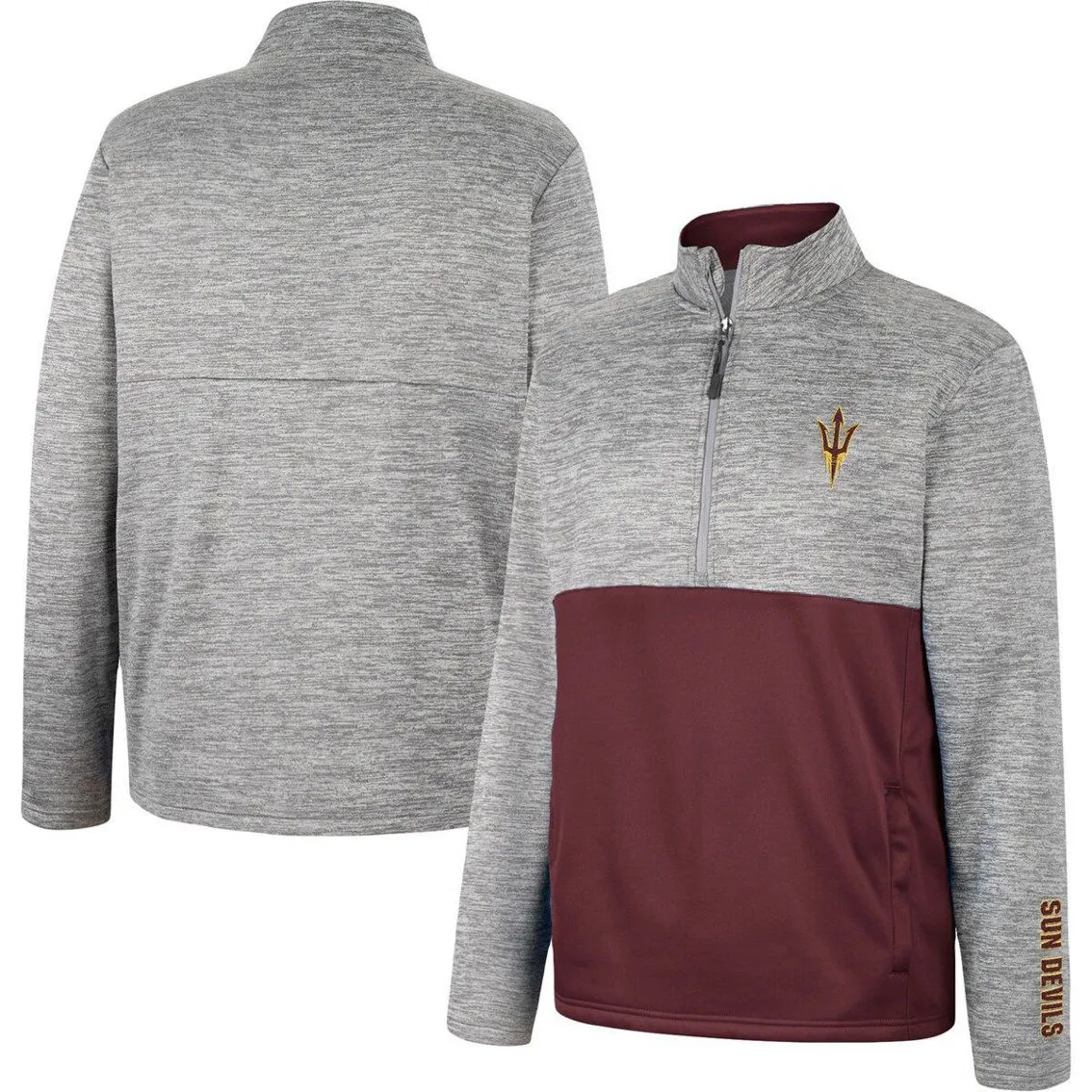 Men's Colosseum Gray Arizona State Sun Devils John Half-Zip Jacket 1 Men's Colosseum Gray Arizona State Sun Devils John Half-Zip Jacket