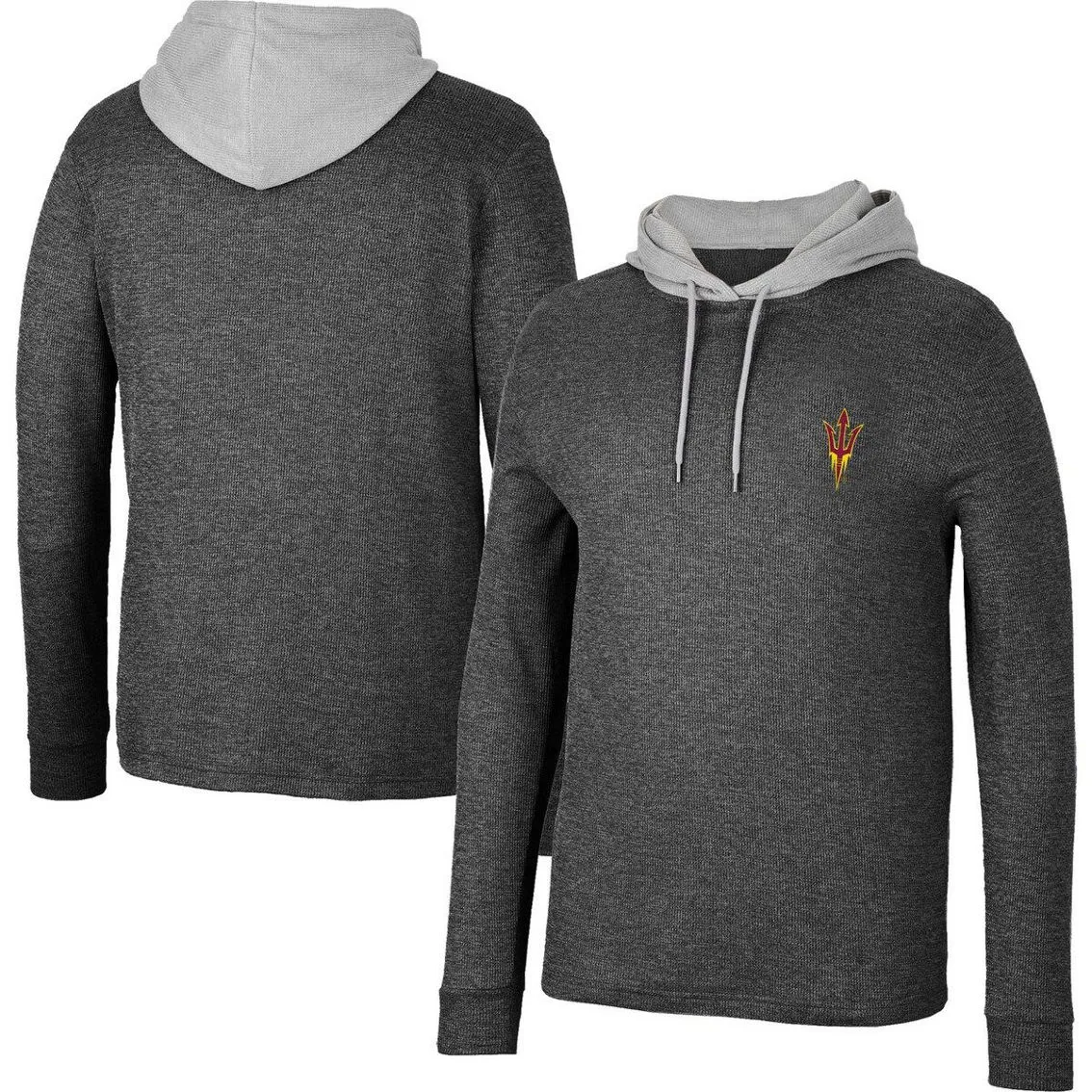 Men's Colosseum Black Arizona State Sun Devils Ballot Waffle-Knit Thermal Long Sleeve Hoodie T-Shirt 2 Men's Colosseum Black Arizona State Sun Devils Ballot Waffle-Knit Thermal Long Sleeve Hoodie T-Shirt - Image 2