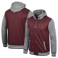 Men's Colosseum Maroon Arizona State Sun Devils Robinson Hoodie Full-Snap Jacket