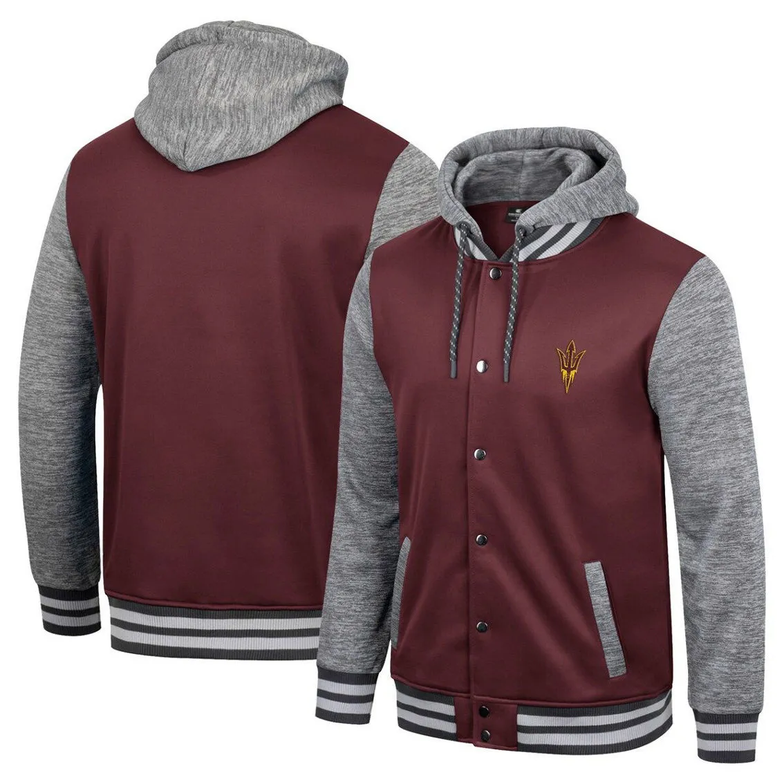 Men's Colosseum Maroon Arizona State Sun Devils Robinson Hoodie Full-Snap Jacket 2 Men's Colosseum Maroon Arizona State Sun Devils Robinson Hoodie Full-Snap Jacket - Image 2