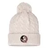 Top Of The World Women's Cream Florida State Seminoles Pearl Cuffed Knit Hat With Pom