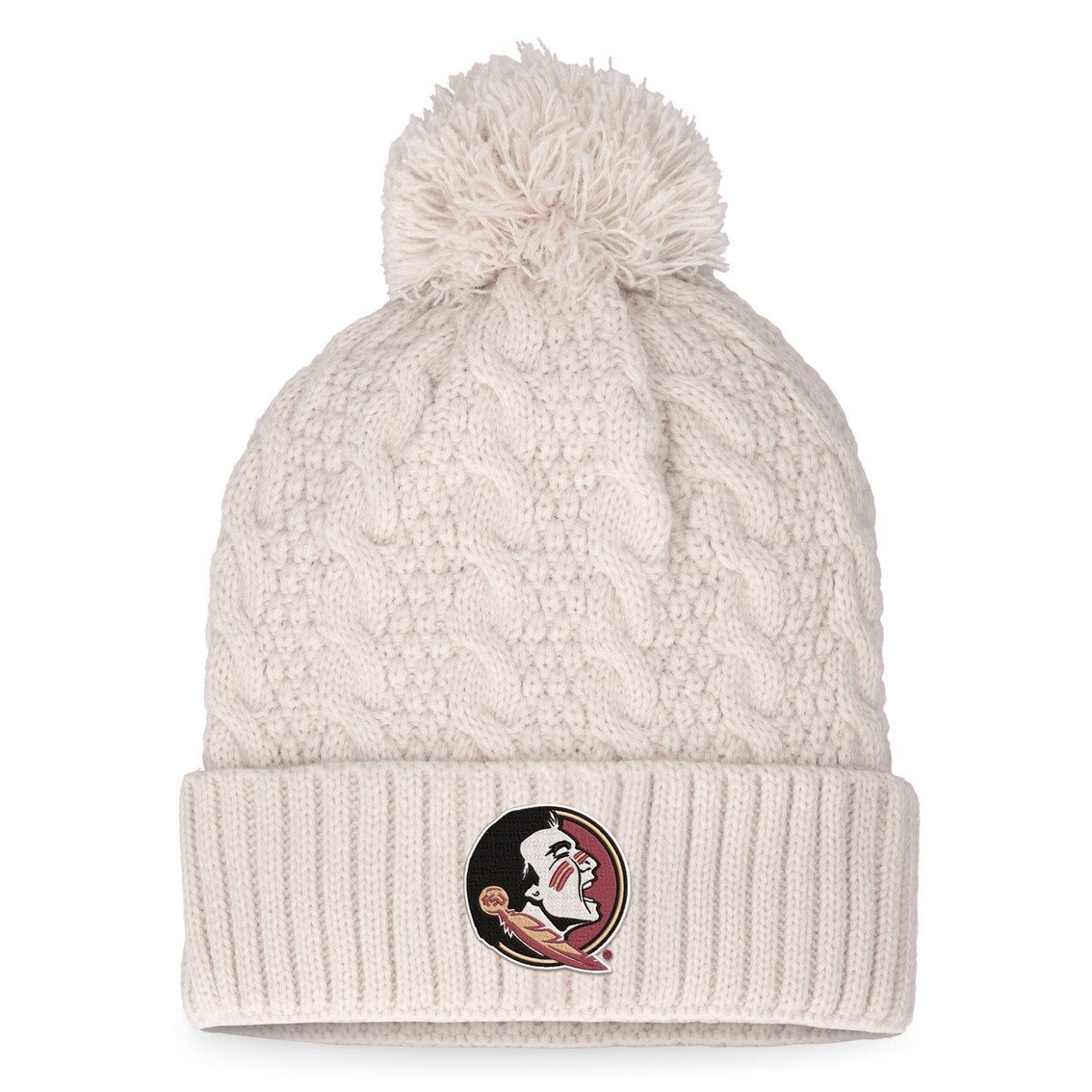 Top Of The World Women's Cream Florida State Seminoles Pearl Cuffed Knit Hat With Pom 2 Top Of The World Women's Cream Florida State Seminoles Pearl Cuffed Knit Hat With Pom - Image 2