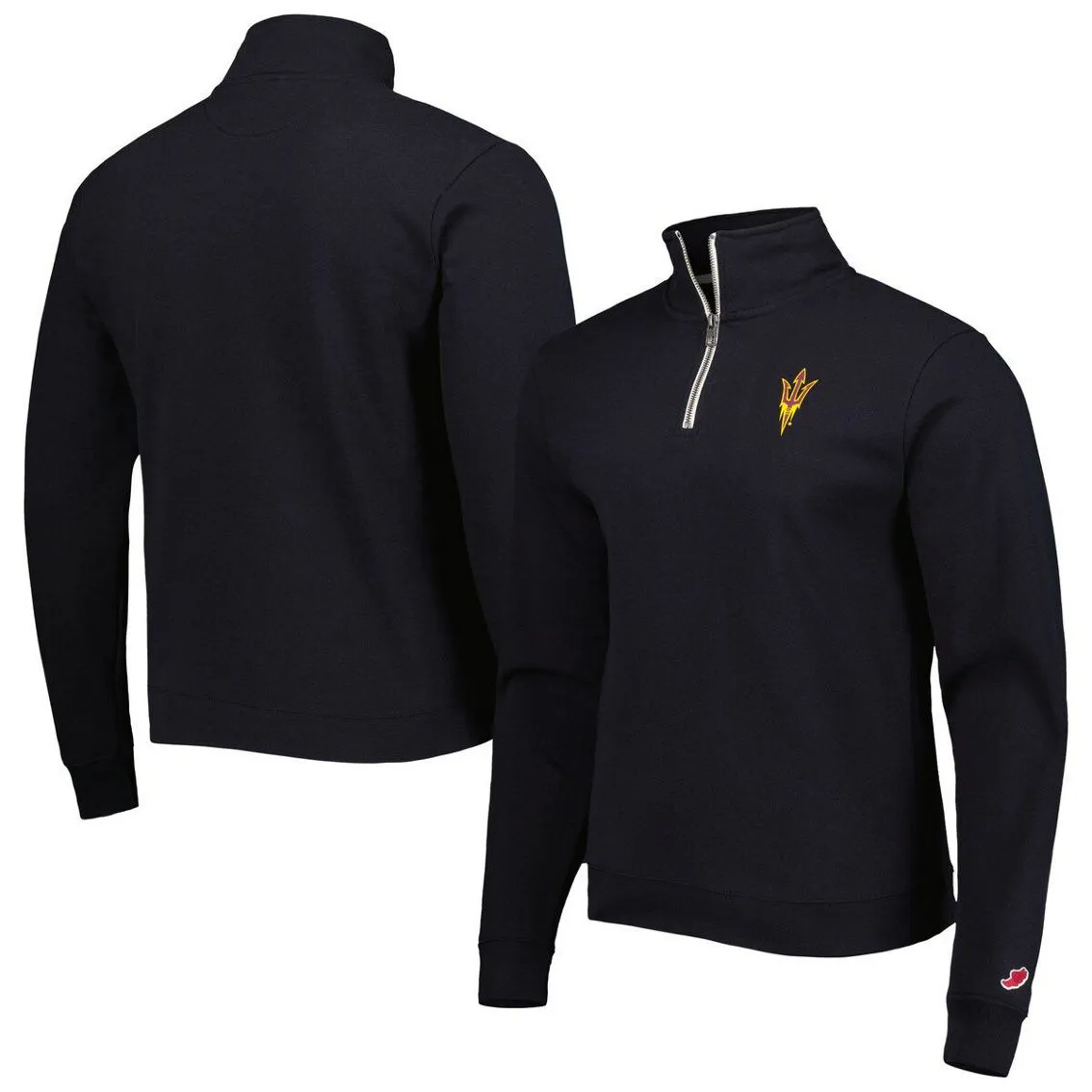 League Collegiate Wear Men's Black Arizona State Sun Devils Stack Essential Fleece Quarter-Zip Sweatshirt 2 League Collegiate Wear Men's Black Arizona State Sun Devils Stack Essential Fleece Quarter-Zip Sweatshirt - Image 2