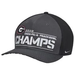 Nike Men's Black Georgia Bulldogs College Football Playoff 2022 Peach Bowl S Locker Room CL99 Adjustable Hat