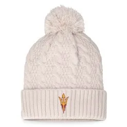 Women's Top Of The World Cream Arizona State Sun Devils Pearl Cuffed Knit Hat With Pom