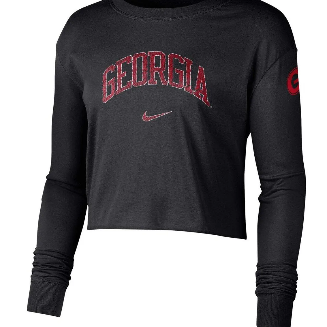 Nike Women's Black Georgia Bulldogs 2-Hit Cropped Long Sleeve Logo T-Shirt 3 Nike Women's Black Georgia Bulldogs 2-Hit Cropped Long Sleeve Logo T-Shirt - Image 3
