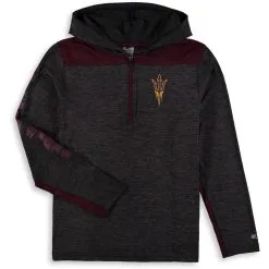 Youth Colosseum Heathered Black Arizona State Sun Devils Quick Kick Quarter-Zip Hoodie