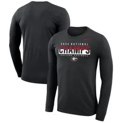 Nike Men's Black Georgia Bulldogs College Football Playoff 2022 National S Legend Performance Big & Tall Long Sleeve T-Shirt
