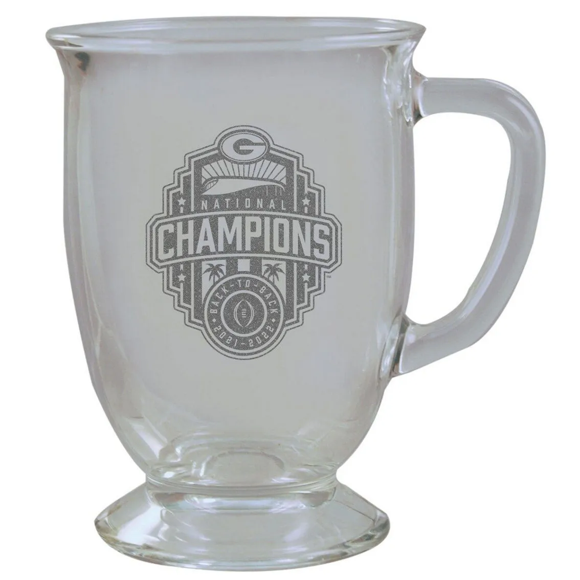 The Memory Company Georgia Bulldogs College Football Playoff 2022 National S 16oz. Etched Café Glass Mug 2 The Memory Company Georgia Bulldogs College Football Playoff 2022 National S 16oz. Etched Café Glass Mug - Image 2