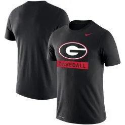 Nike Men's Black Georgia Bulldogs Baseball Logo Stack Legend Performance T-Shirt
