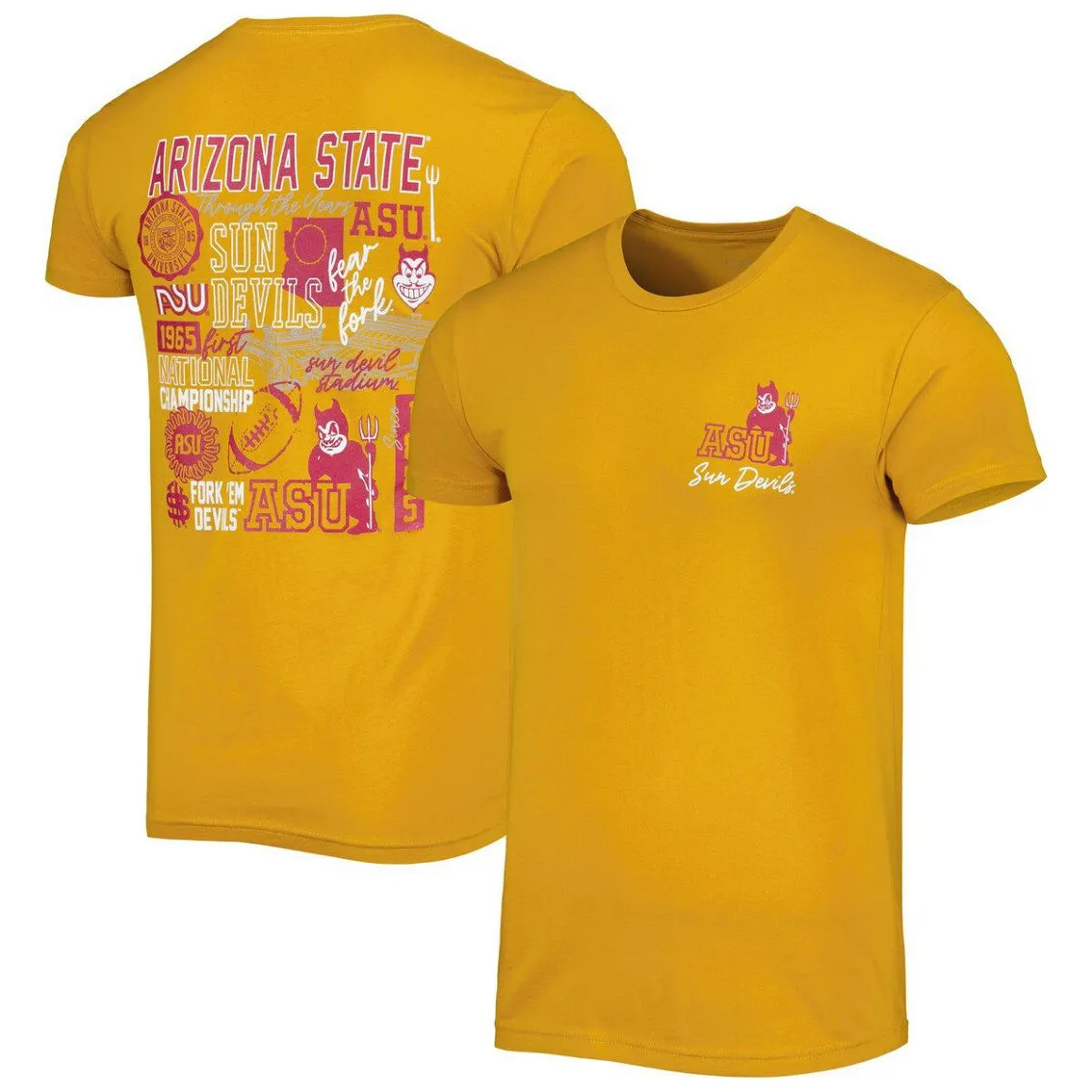 Image One Men's Gold Arizona State Sun Devils Vintage Through The Years Two-Hit T-Shirt 2 Image One Men's Gold Arizona State Sun Devils Vintage Through The Years Two-Hit T-Shirt - Image 2