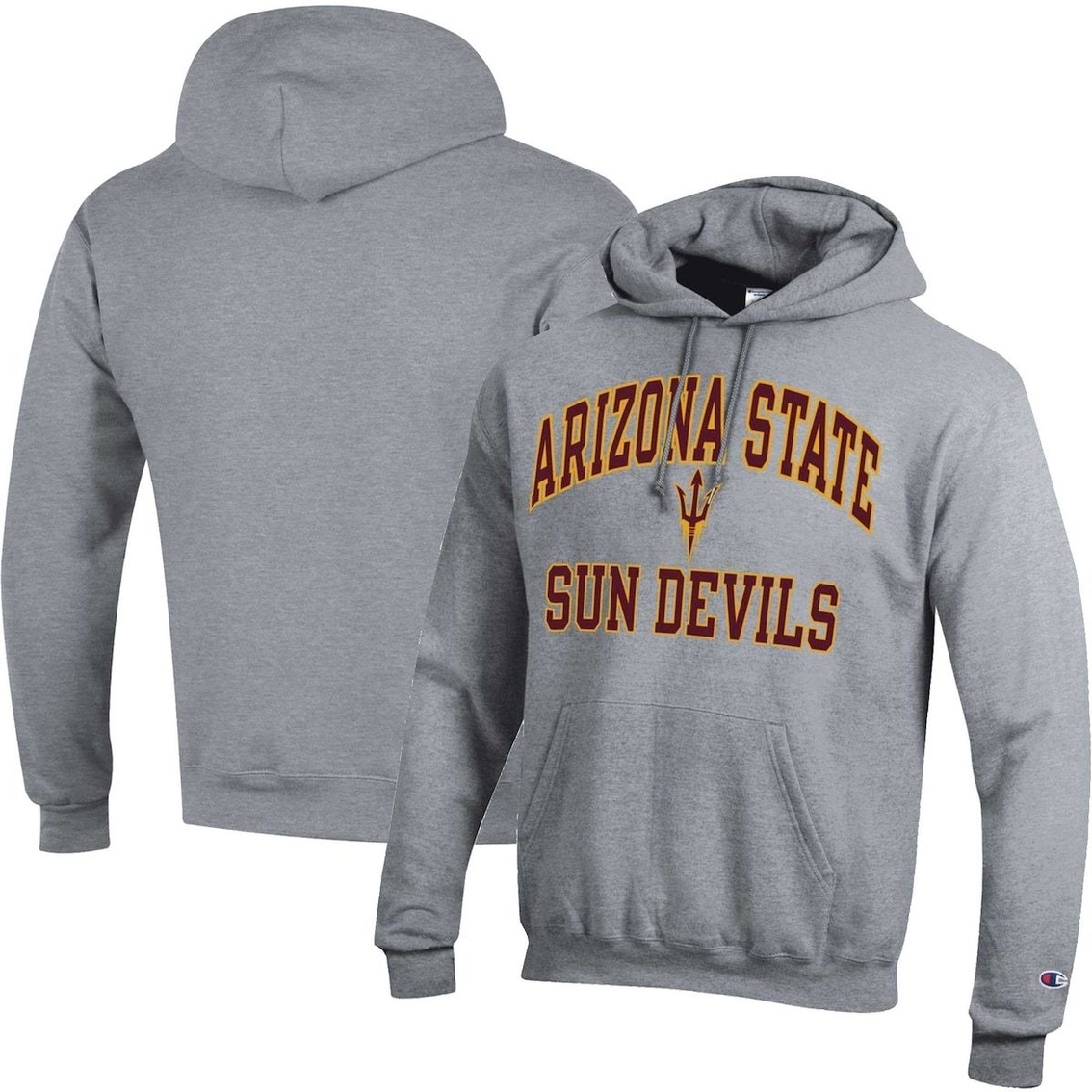 Champion Men's Heather Gray Arizona State Sun Devils High Motor Pullover Hoodie 1 Champion Men's Heather Gray Arizona State Sun Devils High Motor Pullover Hoodie