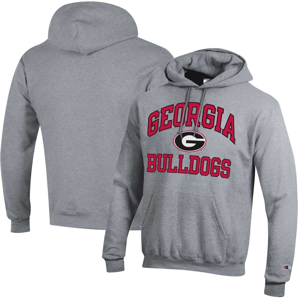 Champion Men's Heather Gray Georgia Bulldogs High Motor Pullover Hoodie 2 Champion Men's Heather Gray Georgia Bulldogs High Motor Pullover Hoodie - Image 2