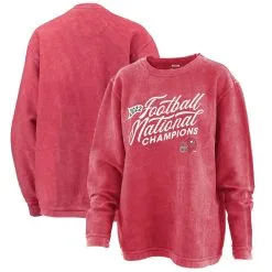 Pressbox Women's Red Georgia Bulldogs College Football Playoff 2022 National S Comfy Corduroy Pullover Sweatshirt