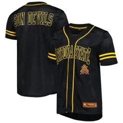 Colosseum Men's Black Arizona State Sun Devils Free Spirited Mesh Button-Up Baseball Jersey
