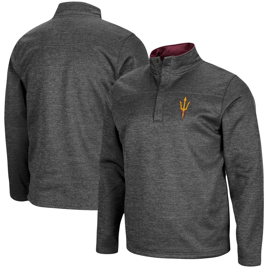 Colosseum Men's Heathered Charcoal Arizona State Sun Devils Roman Pullover Jacket 1 Colosseum Men's Heathered Charcoal Arizona State Sun Devils Roman Pullover Jacket