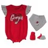 Outerstuff Girls Newborn & Infant Red/Heather Gray Georgia Bulldogs All The Love Bodysuit Bib & Booties Set