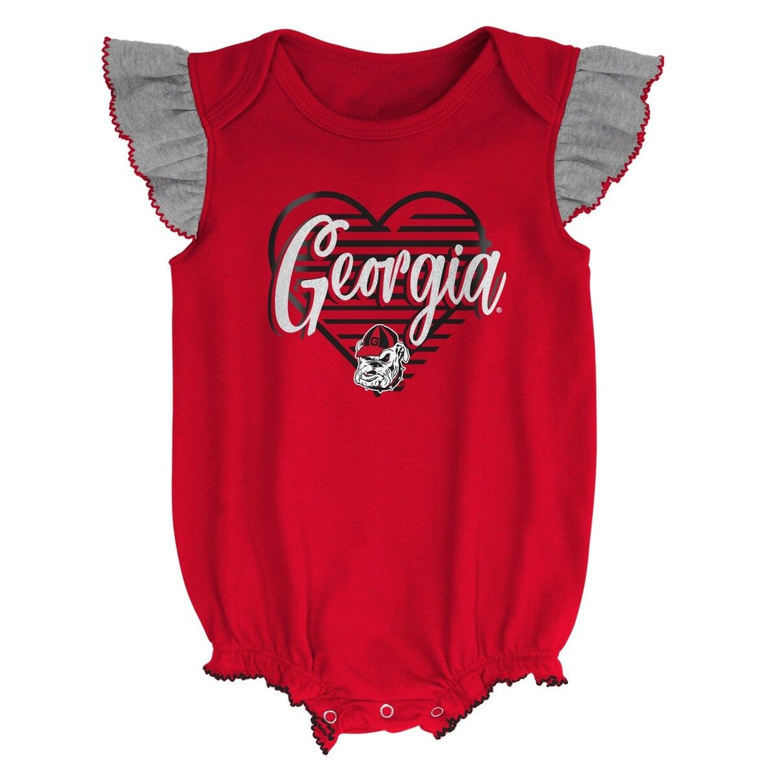 Outerstuff Girls Newborn & Infant Red/Heather Gray Georgia Bulldogs All The Love Bodysuit Bib & Booties Set 3 Outerstuff Girls Newborn & Infant Red/Heather Gray Georgia Bulldogs All The Love Bodysuit Bib & Booties Set - Image 3