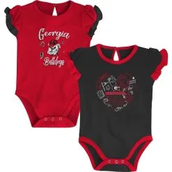 Outerstuff Girls Newborn & Infant Red/Black Georgia Bulldogs Too Much Love Two-Piece Bodysuit Set