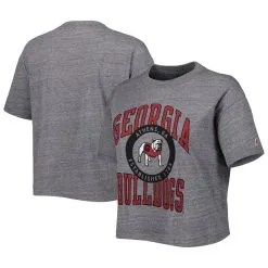 League Collegiate Wear Women's Heather Gray Georgia Bulldogs Intramural Midi Seal Tri-Blend T-Shirt