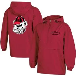 Champion Women's Red Georgia Bulldogs Packable Half-Zip Light Rain Jacket