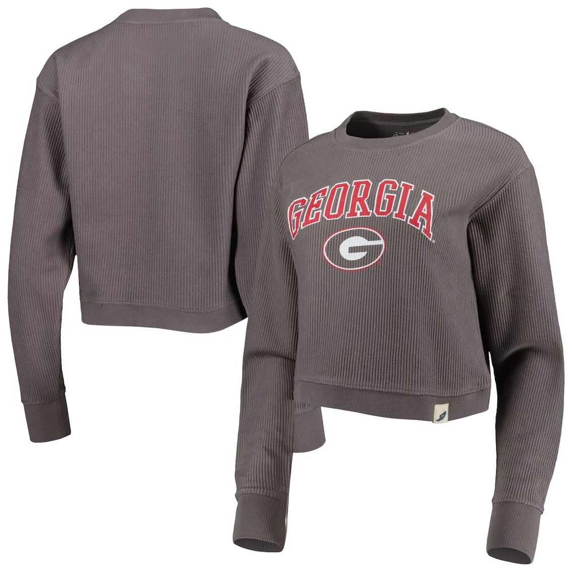 League Collegiate Wear Women's Gray Georgia Bulldogs Classic Campus Corded Timber Sweatshirt 1 League Collegiate Wear Women's Gray Georgia Bulldogs Classic Campus Corded Timber Sweatshirt