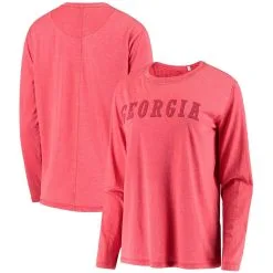 Pressbox Women's Red Georgia Bulldogs Tonal Block Vintage Wash Long Sleeve T-Shirt