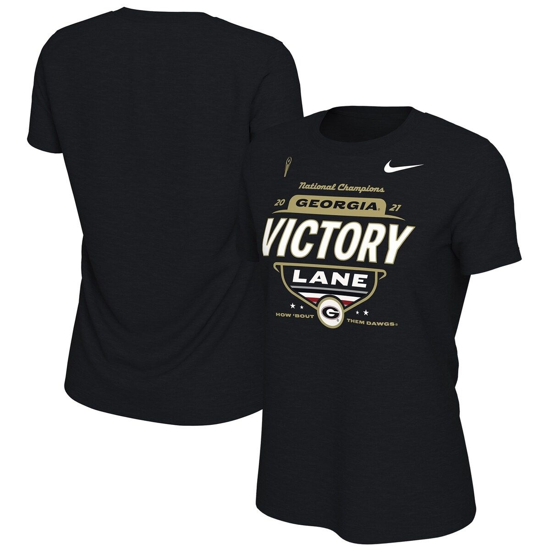 Nike Women's Black Georgia Bulldogs College Football Playoff 2021 National S Locker Room Victory Lane T-Shirt 1 Nike Women's Black Georgia Bulldogs College Football Playoff 2021 National S Locker Room Victory Lane T-Shirt