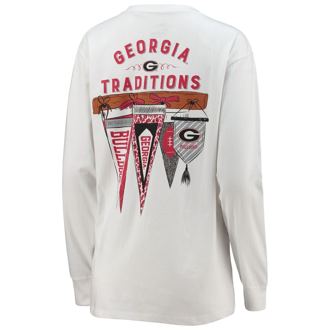 Pressbox Women's White Georgia Bulldogs Traditions Pennant Long Sleeve T-Shirt 4 Pressbox Women's White Georgia Bulldogs Traditions Pennant Long Sleeve T-Shirt - Image 4