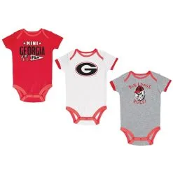 Champion Newborn & Infant Red/Heather Gray/White Georgia Bulldogs Three-Pack Bodysuit Set