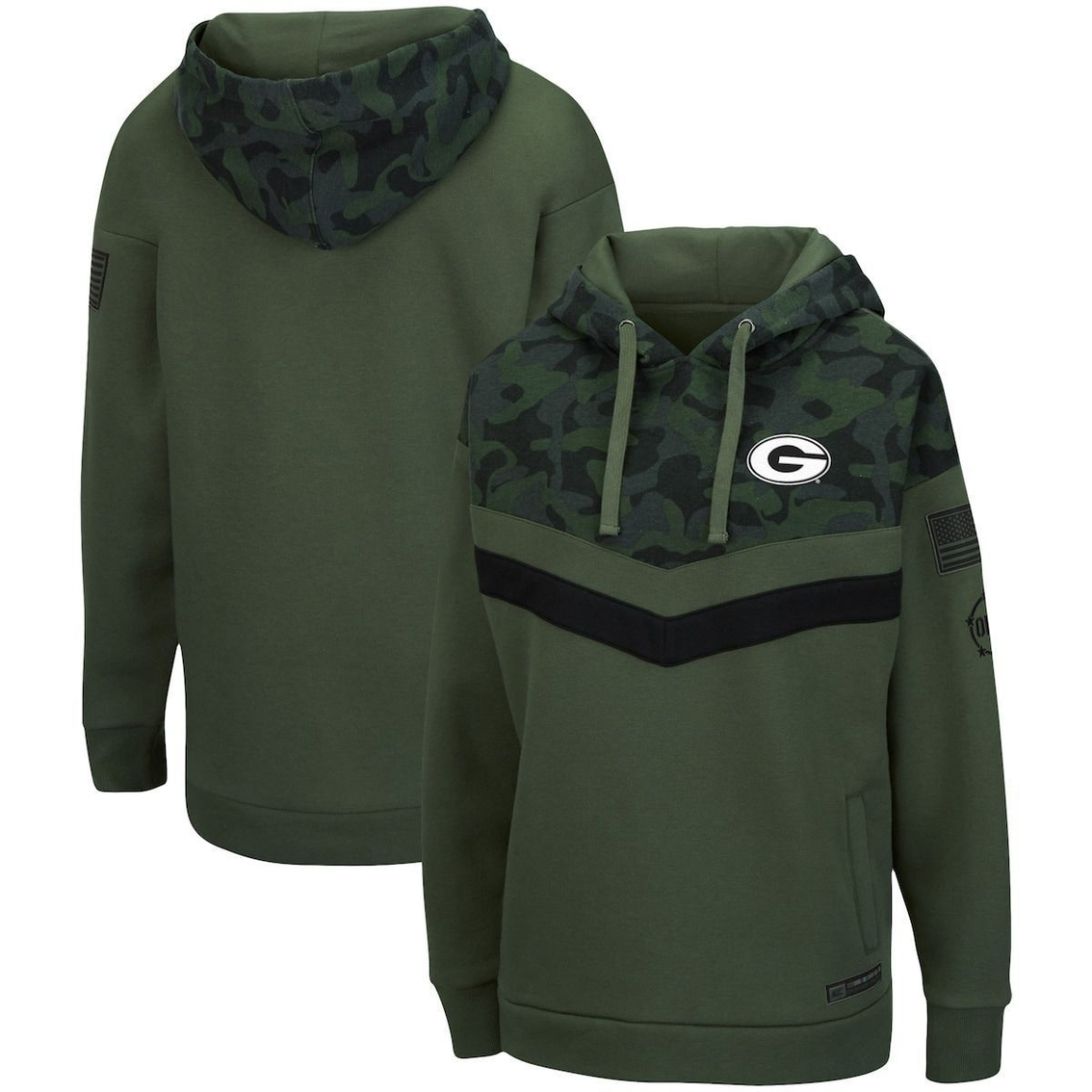 Colosseum Women's Olive/Camo Georgia Bulldogs OHT Military Appreciation Extraction Chevron Pullover Hoodie 1 Colosseum Women's Olive/Camo Georgia Bulldogs OHT Military Appreciation Extraction Chevron Pullover Hoodie