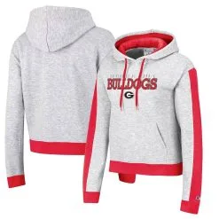 Champion Women's Heathered Gray Georgia Bulldogs Tri-Blend Boxy Cropped Pullover Hoodie