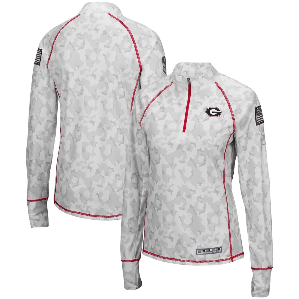 Colosseum Women's White Georgia Bulldogs OHT Military Appreciation Officer Arctic Camo 1/4-Zip Jacket 1 Colosseum Women's White Georgia Bulldogs OHT Military Appreciation Officer Arctic Camo 1/4-Zip Jacket