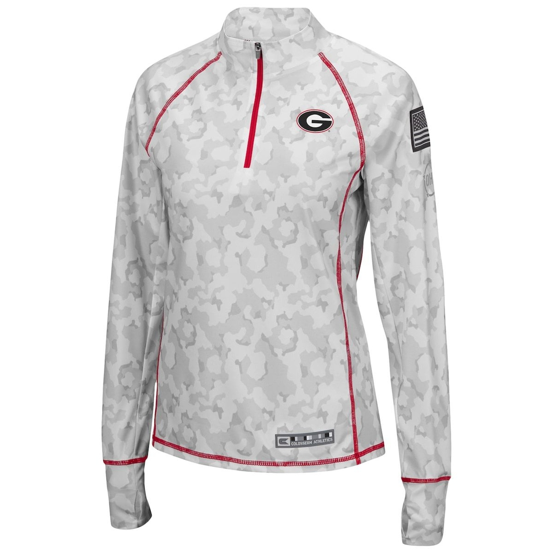 Colosseum Women's White Georgia Bulldogs OHT Military Appreciation Officer Arctic Camo 1/4-Zip Jacket 3 Colosseum Women's White Georgia Bulldogs OHT Military Appreciation Officer Arctic Camo 1/4-Zip Jacket - Image 3