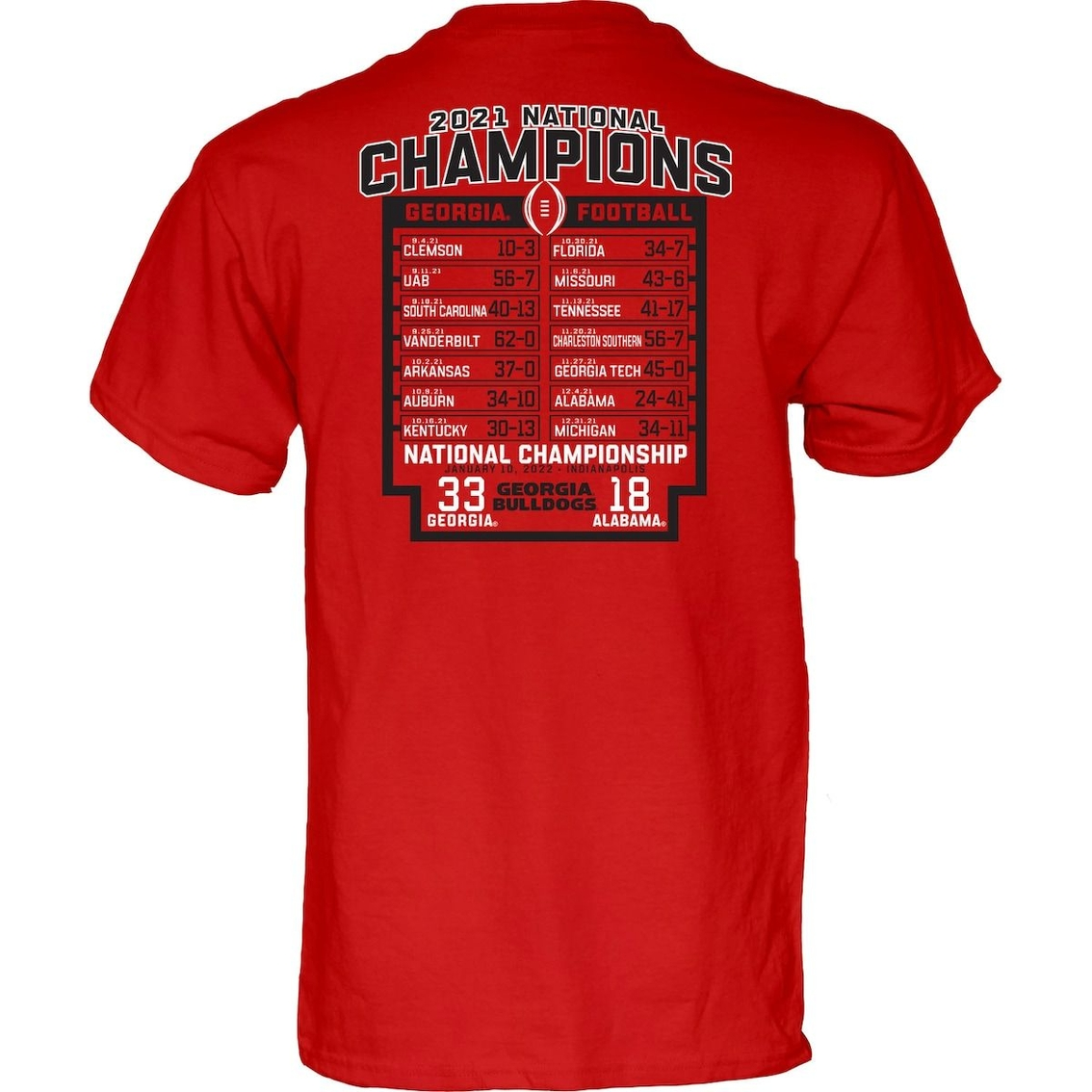 Blue 84 Men's Red Georgia Bulldogs College Football Playoff 2021 National S Stadium Schedule T-Shirt 4 Blue 84 Men's Red Georgia Bulldogs College Football Playoff 2021 National S Stadium Schedule T-Shirt - Image 4