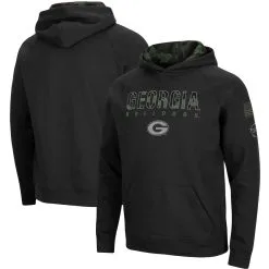 Colosseum Men's Black Georgia Bulldogs Big & Tall OHT Military Appreciation Raglan Pullover Hoodie
