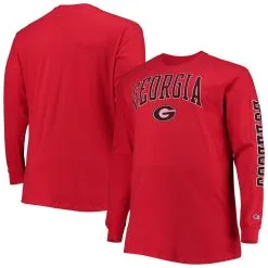 Champion Men's Red Georgia Bulldogs Big & Tall 2-Hit Long Sleeve T-Shirt